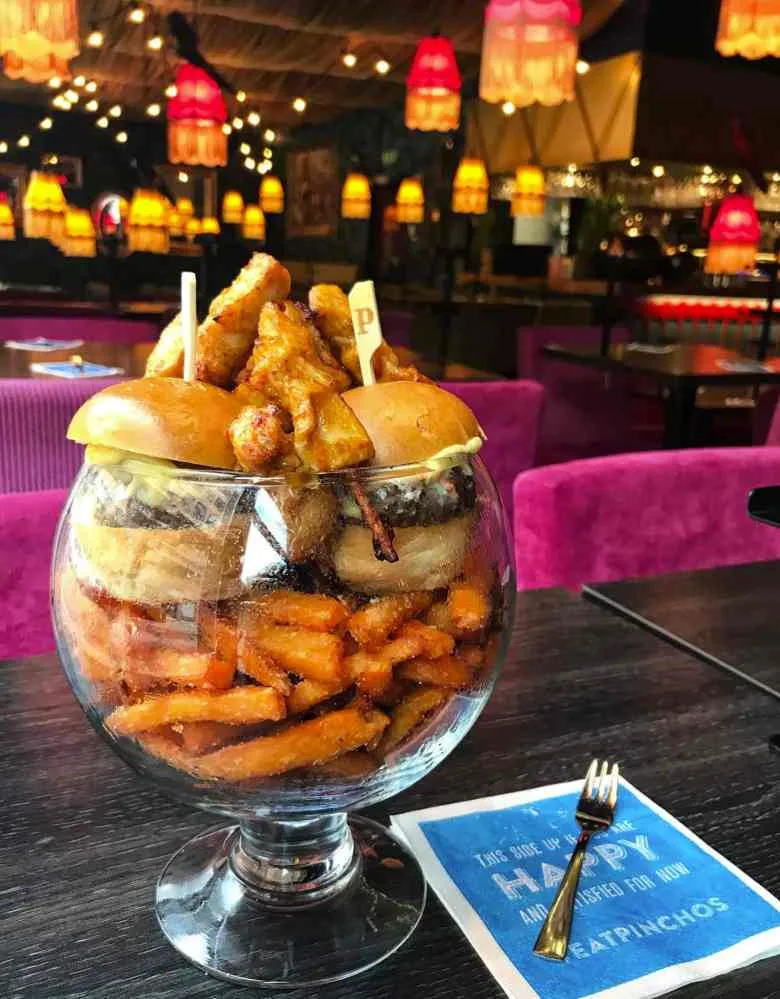 burger fries glass